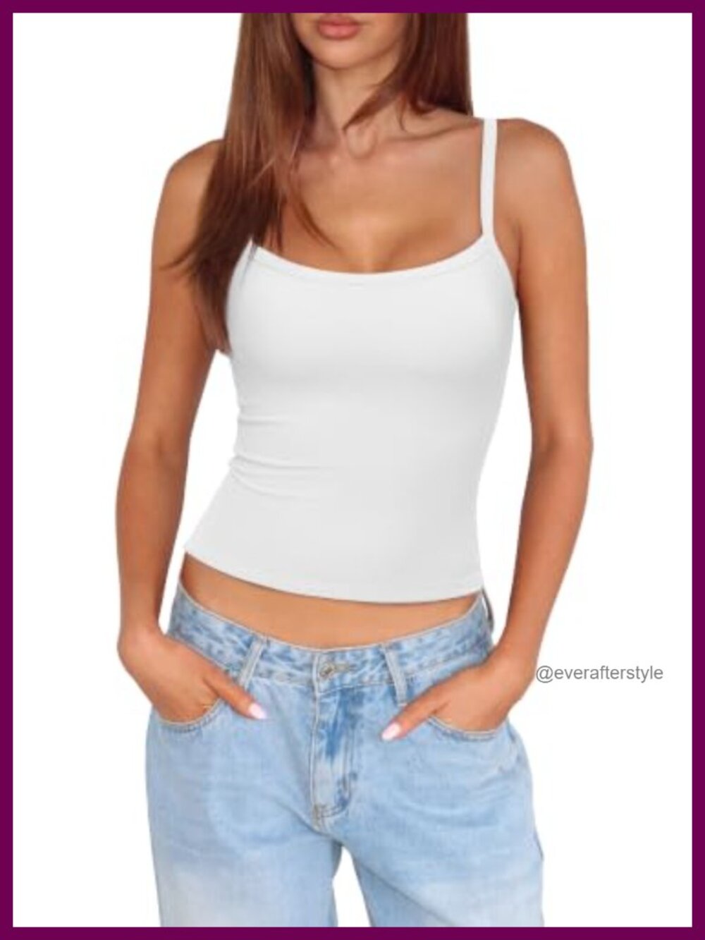 Built in Bra Tank Top Double Line Camisole Sleeveless Basic Shirt